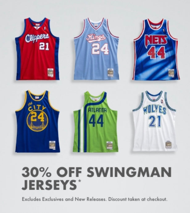 Online Sale: 30% off Mitchell and Ness NBA Swingman Jerseys