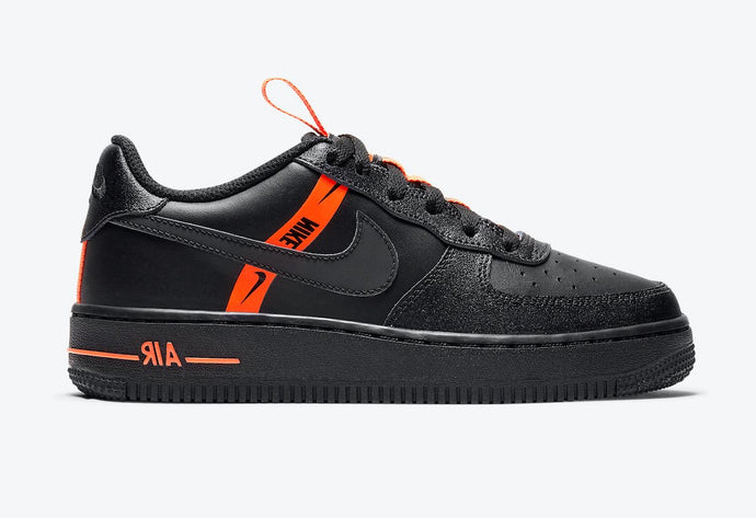 Available Now: GS Nike Air Force 1 Low LV8 "Black Orange"