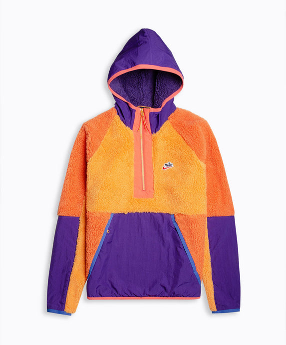 Under Retail: Nike Sportswear Half-Zip Sherpa Hoodie "Kumquat"